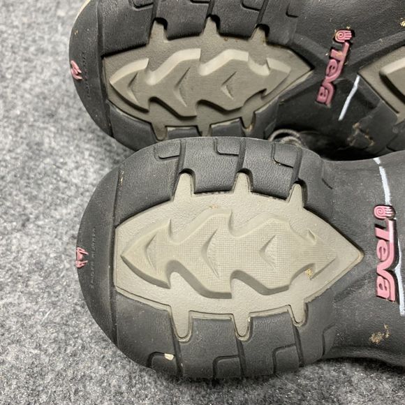 Teva Sandals Women 6.5 Black Gray Open Toe Strappy Shoes Hook & Loop Close - Picture 10 of 11